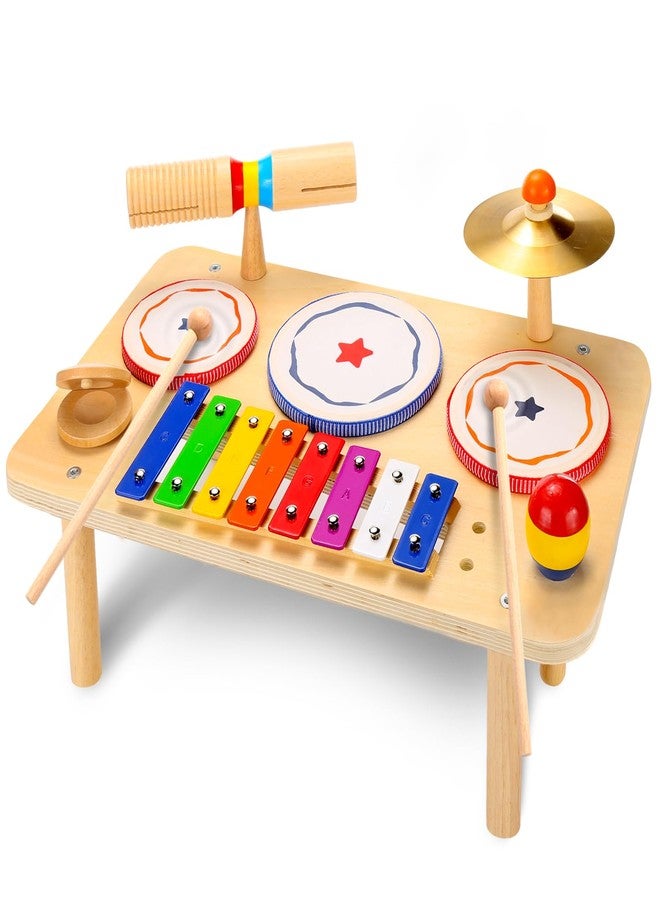 WINGYZ Baby Drum Set - 9-in-1 Wooden Musical Instruments for Toddlers 1-3, Montessori Music Toys with Xylophone, Drum, Cymbal & Tone Block, Early Learning Gift for Boys and Girls - Image 1